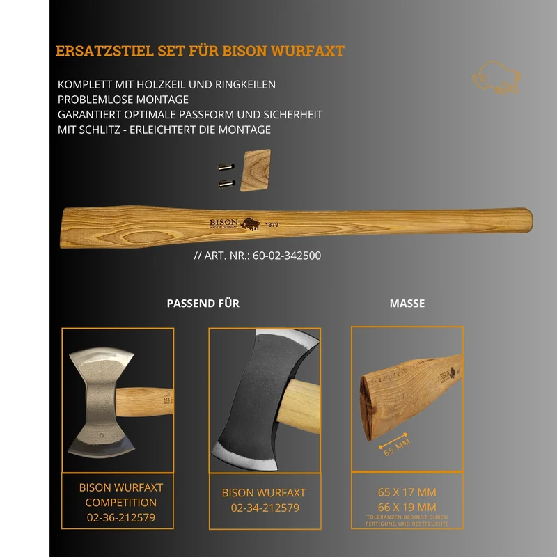Ersatz Stiel Set für Bison Wurfaxt 750mm Bi1879